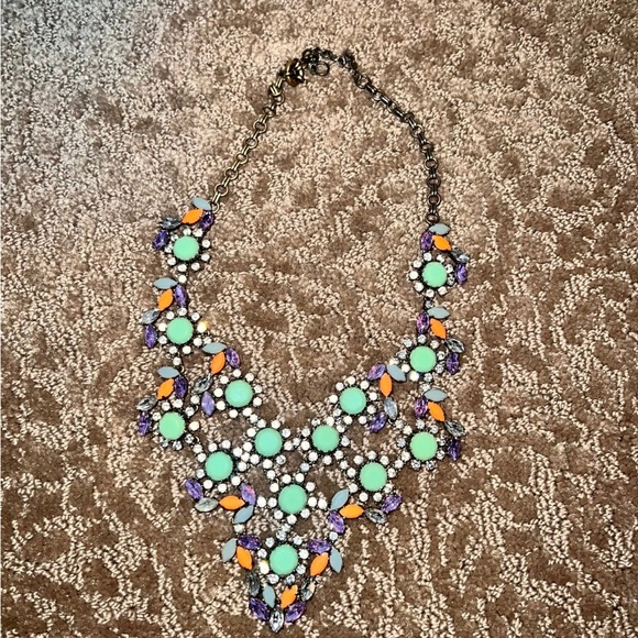 J.Crew Art Deco Colorful Crystal Glass Bib Statement Necklace - Picture 12 of 16